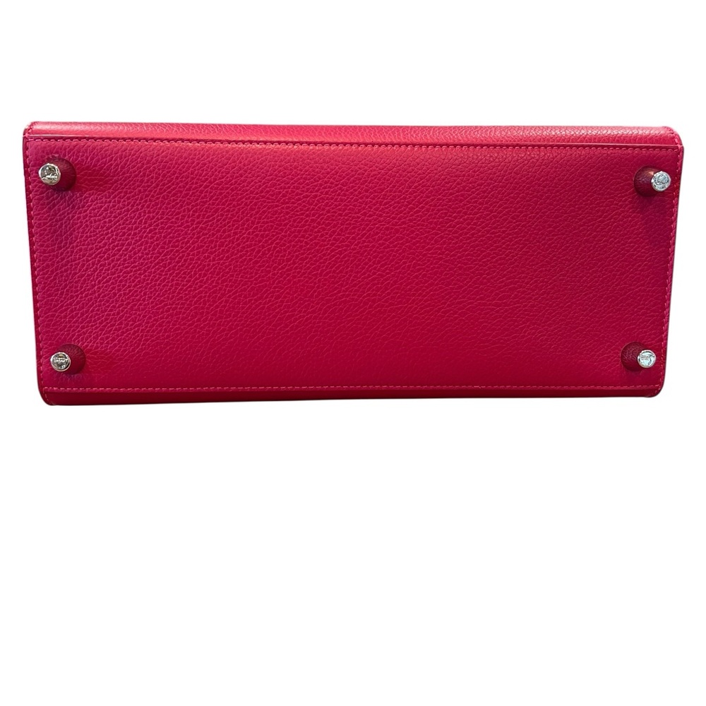 Christian Louboutin Paloma Pink Red Leather Satchel with Tan Handles - Picture 10 of 13